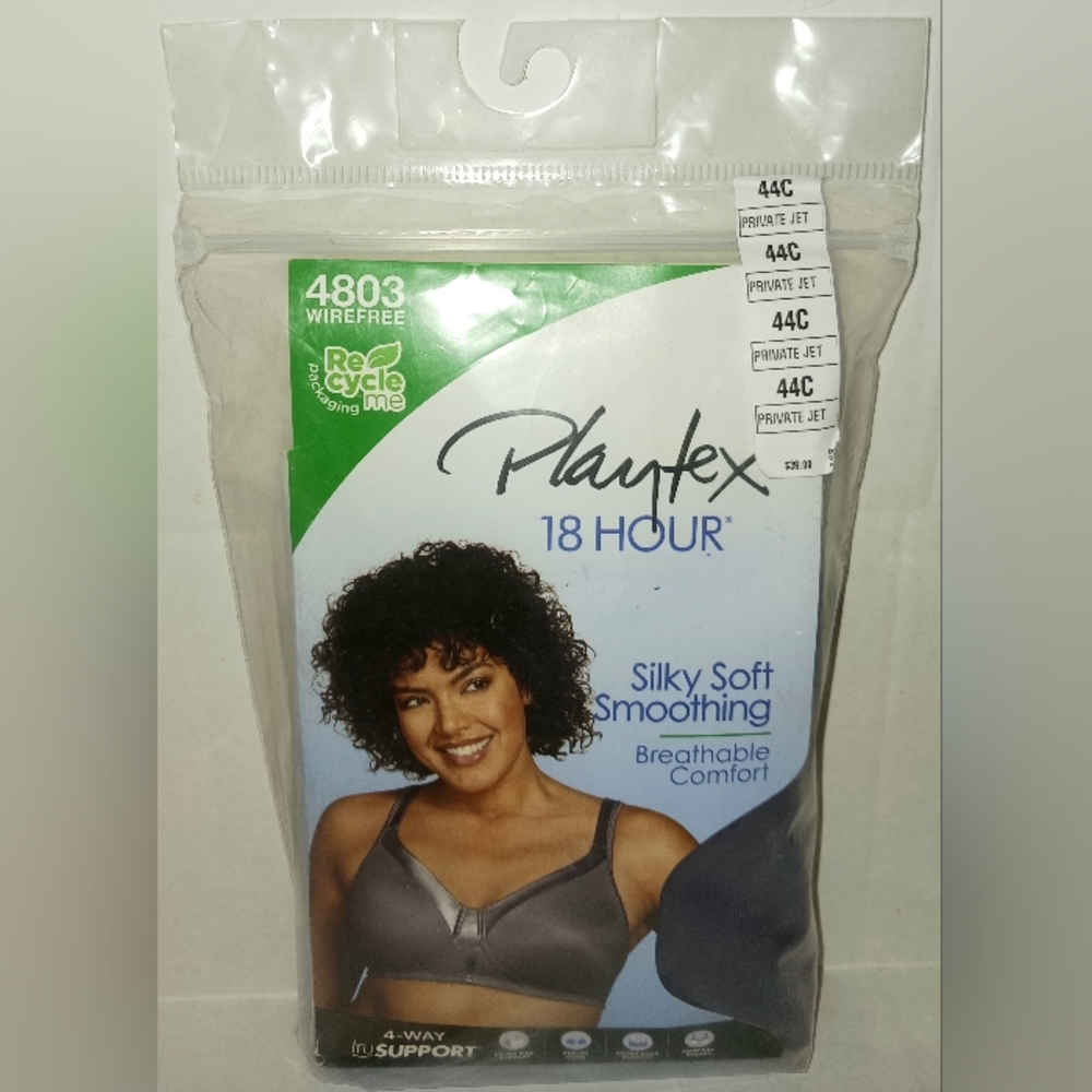 Playtex 18 Hour Bra Size 44C NWT New 4803 Private Jet Black Wirefree